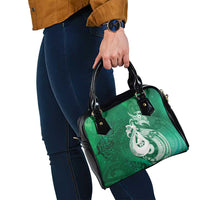 New Zealand Matariki Shoulder Handbag Maori Manaia Galaxy Silver Fern Green Color