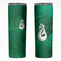 New Zealand Matariki Skinny Tumbler Maori Manaia Galaxy Silver Fern Green Color
