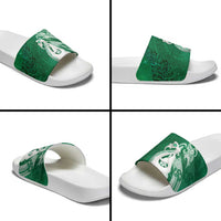 New Zealand Matariki Slide Sandals Maori Manaia Galaxy Silver Fern Green Color