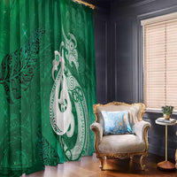 New Zealand Matariki Window Curtain Maori Manaia Galaxy Silver Fern Green Color