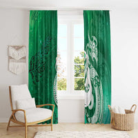 New Zealand Matariki Window Curtain Maori Manaia Galaxy Silver Fern Green Color