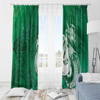 New Zealand Matariki Window Curtain Maori Manaia Galaxy Silver Fern Green Color