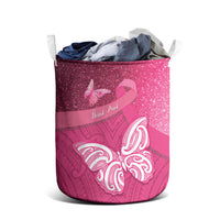 New Zealand Breast Cancer Awareness Laundry Basket Pink Ribbon Butterfly Maori Pattern LT22 - Polynesian Pride