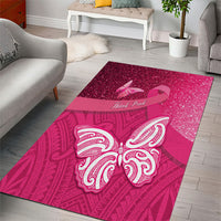 New Zealand Breast Cancer Awareness Area Rug Pink Ribbon Butterfly Maori Pattern LT22 - Polynesian Pride