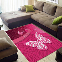 New Zealand Breast Cancer Awareness Area Rug Pink Ribbon Butterfly Maori Pattern LT22 - Polynesian Pride