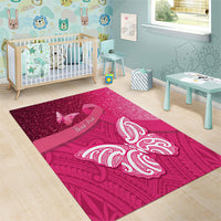 New Zealand Breast Cancer Awareness Area Rug Pink Ribbon Butterfly Maori Pattern LT22 - Polynesian Pride