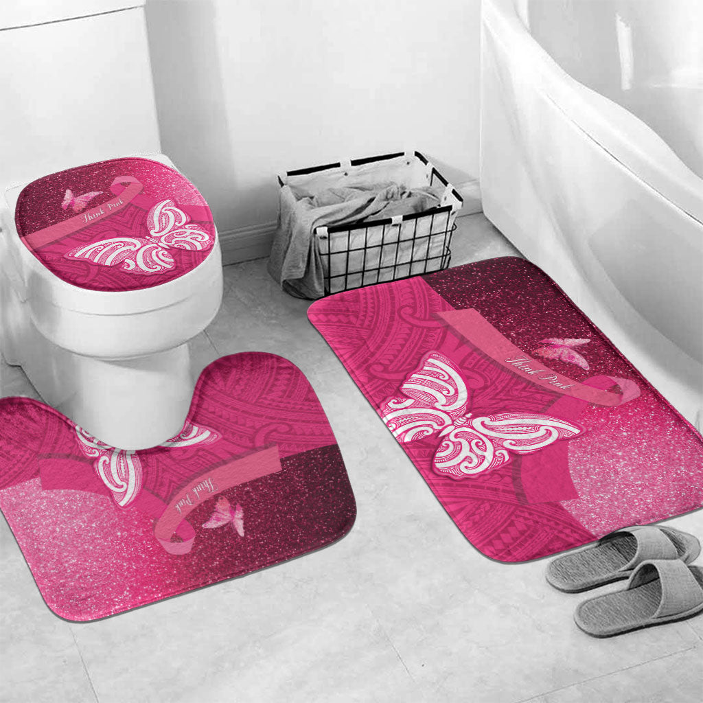 New Zealand Breast Cancer Awareness Bathroom Set Pink Ribbon Butterfly Maori Pattern