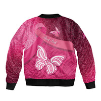 New Zealand Breast Cancer Awareness Bomber Jacket Pink Ribbon Butterfly Maori Pattern LT22 - Polynesian Pride