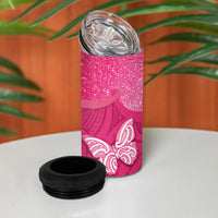 New Zealand Breast Cancer Awareness 4 in 1 Can Cooler Tumbler Pink Ribbon Butterfly Maori Pattern LT22 - Polynesian Pride
