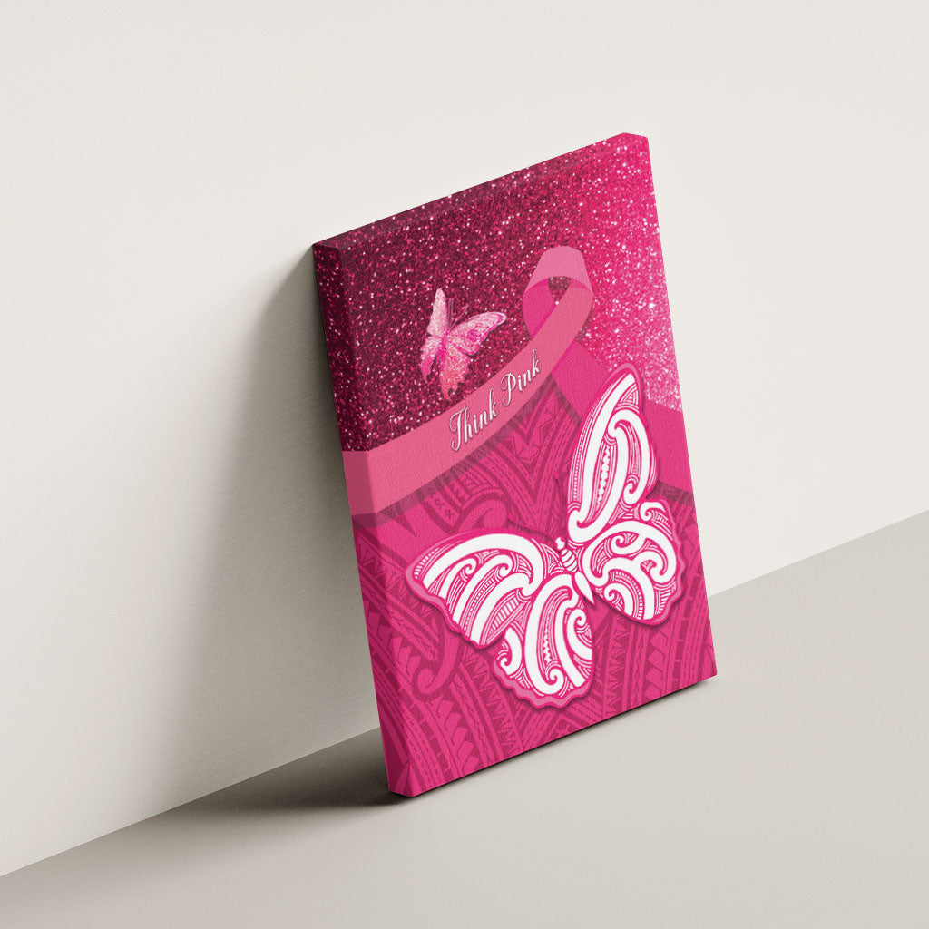 New Zealand Breast Cancer Awareness Canvas Wall Art Pink Ribbon Butterfly Maori Pattern LT22 - Polynesian Pride
