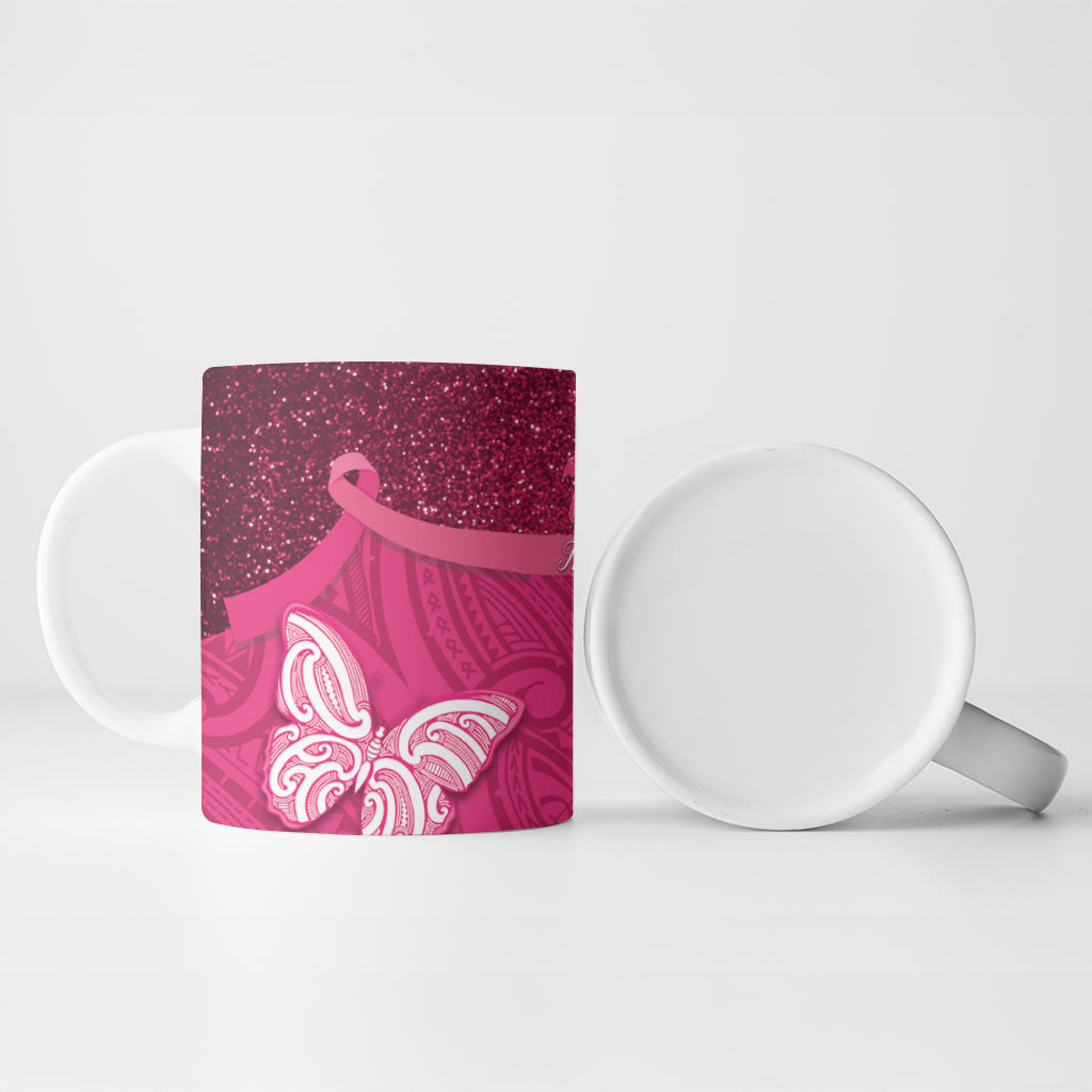 New Zealand Breast Cancer Awareness Ceramic Mug Pink Ribbon Butterfly Maori Pattern