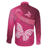 New Zealand Breast Cancer Awareness Family Matching Off Shoulder Short Dress and Hawaiian Shirt Pink Ribbon Butterfly Maori Pattern LT22 - Polynesian Pride