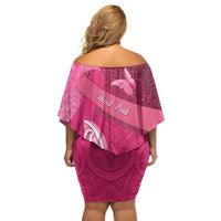New Zealand Breast Cancer Awareness Family Matching Off Shoulder Short Dress and Hawaiian Shirt Pink Ribbon Butterfly Maori Pattern LT22 - Polynesian Pride