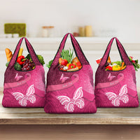 New Zealand Breast Cancer Awareness Grocery Bag Pink Ribbon Butterfly Maori Pattern