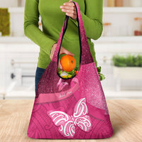 New Zealand Breast Cancer Awareness Grocery Bag Pink Ribbon Butterfly Maori Pattern
