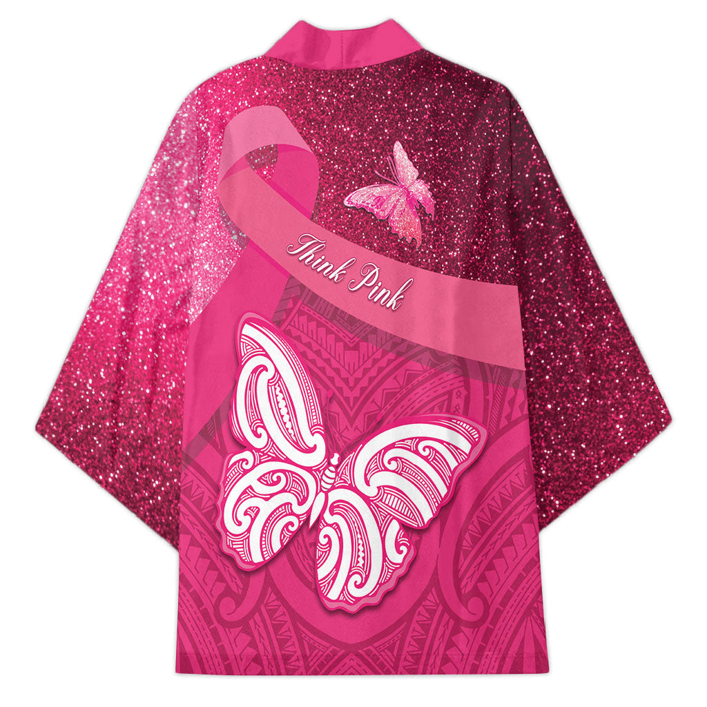 New Zealand Breast Cancer Awareness Kimono Pink Ribbon Butterfly Maori Pattern LT22 - Polynesian Pride