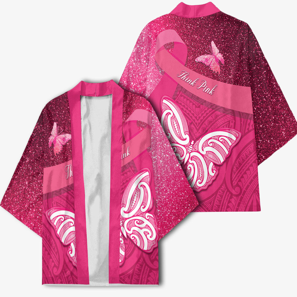 New Zealand Breast Cancer Awareness Kimono Pink Ribbon Butterfly Maori Pattern LT22 - Polynesian Pride