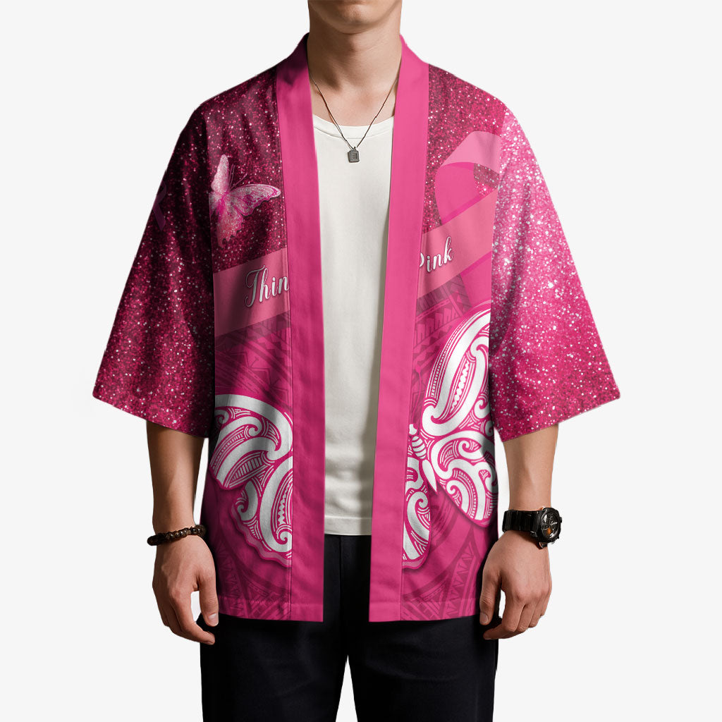 New Zealand Breast Cancer Awareness Kimono Pink Ribbon Butterfly Maori Pattern LT22 - Polynesian Pride