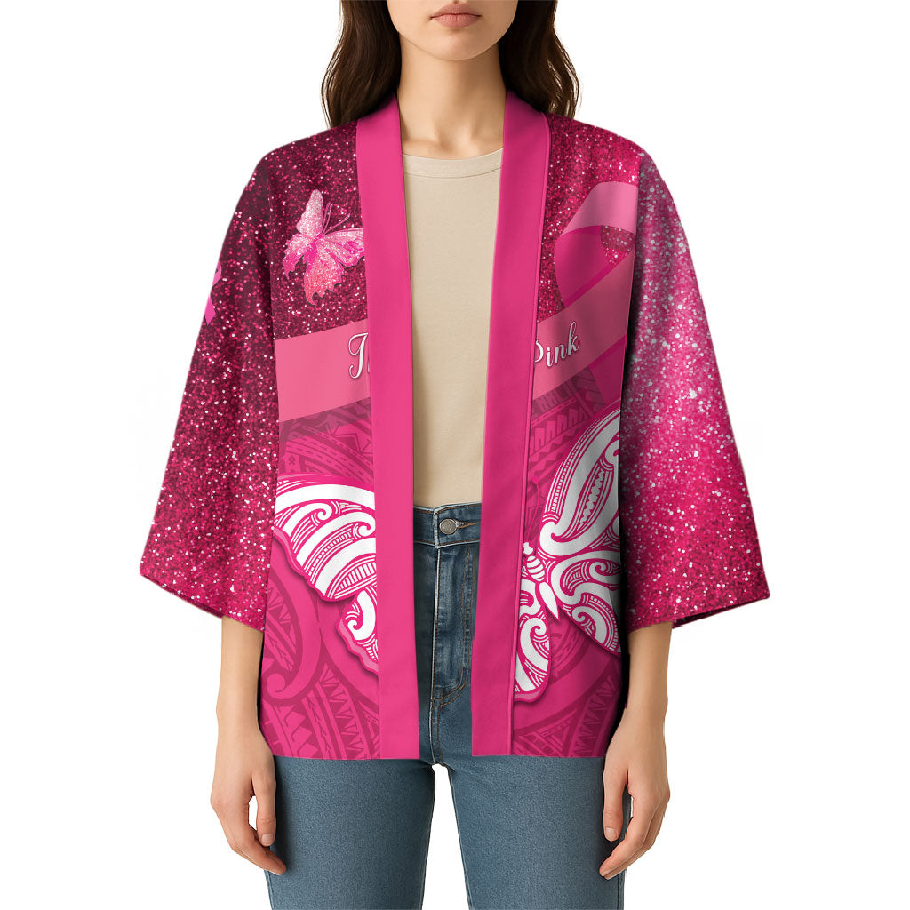 New Zealand Breast Cancer Awareness Kimono Pink Ribbon Butterfly Maori Pattern LT22 - Polynesian Pride