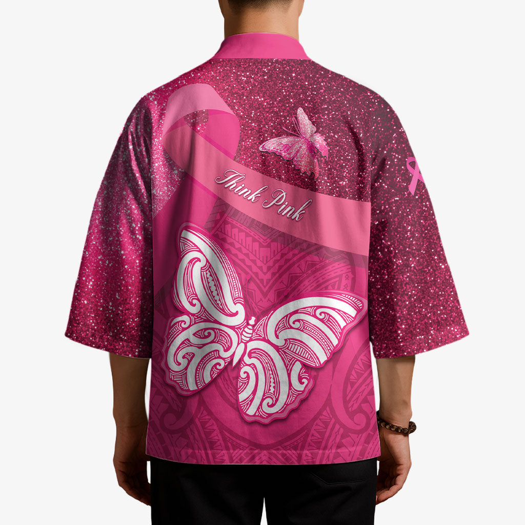 New Zealand Breast Cancer Awareness Kimono Pink Ribbon Butterfly Maori Pattern LT22 - Polynesian Pride