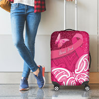 New Zealand Breast Cancer Awareness Luggage Cover Pink Ribbon Butterfly Maori Pattern