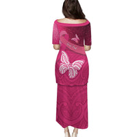 New Zealand Breast Cancer Awareness Puletasi Pink Ribbon Butterfly Maori Pattern LT22 - Polynesian Pride