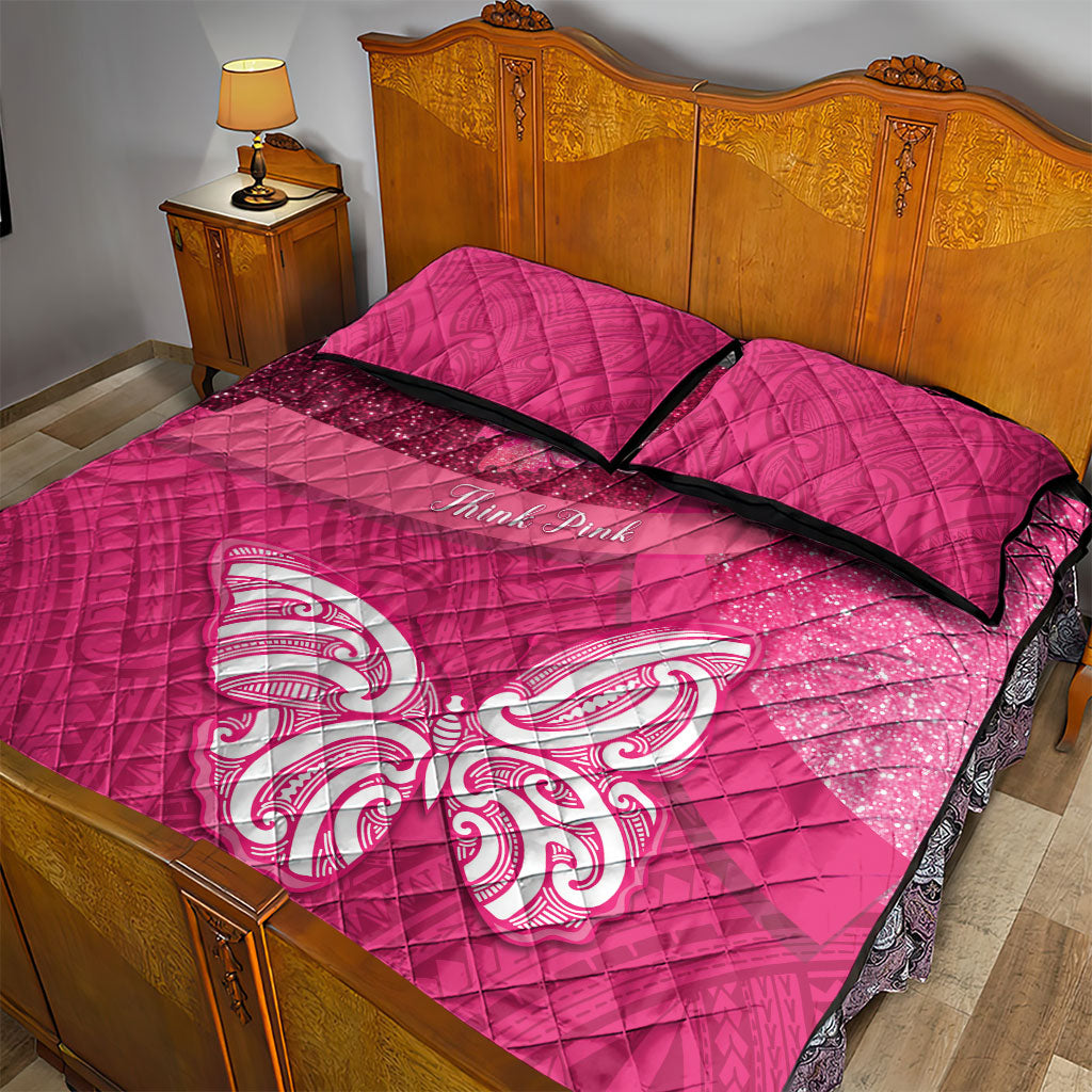 New Zealand Breast Cancer Awareness Quilt Bed Set Pink Ribbon Butterfly Maori Pattern LT22 - Polynesian Pride