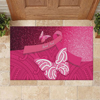 New Zealand Breast Cancer Awareness Rubber Doormat Pink Ribbon Butterfly Maori Pattern LT22 Pink - Polynesian Pride