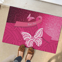 New Zealand Breast Cancer Awareness Rubber Doormat Pink Ribbon Butterfly Maori Pattern LT22 - Polynesian Pride