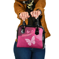 New Zealand Breast Cancer Awareness Shoulder Handbag Pink Ribbon Butterfly Maori Pattern LT22 One Size Pink - Polynesian Pride