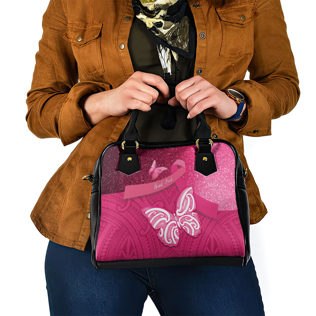 New Zealand Breast Cancer Awareness Shoulder Handbag Pink Ribbon Butterfly Maori Pattern LT22 - Polynesian Pride