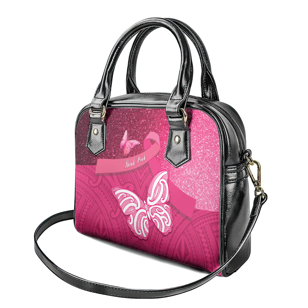New Zealand Breast Cancer Awareness Shoulder Handbag Pink Ribbon Butterfly Maori Pattern LT22 - Polynesian Pride