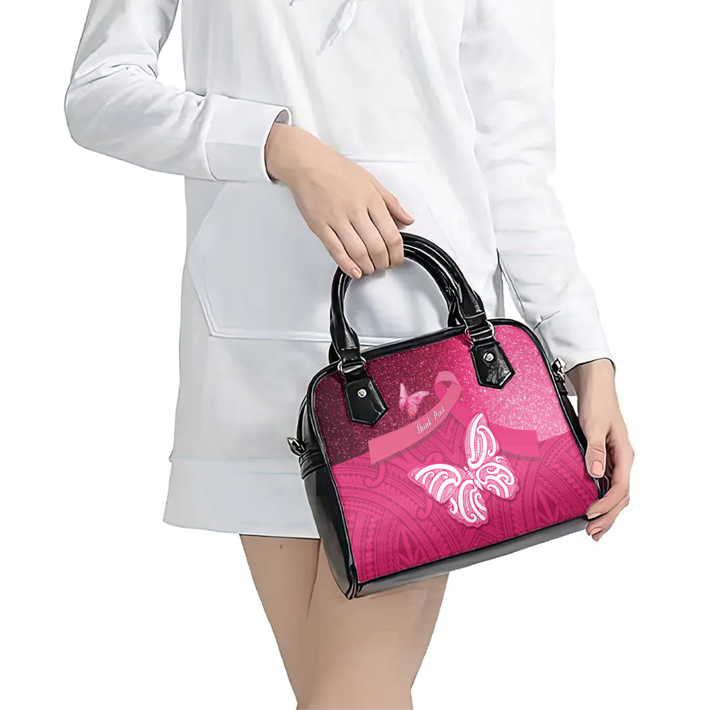 New Zealand Breast Cancer Awareness Shoulder Handbag Pink Ribbon Butterfly Maori Pattern LT22 - Polynesian Pride