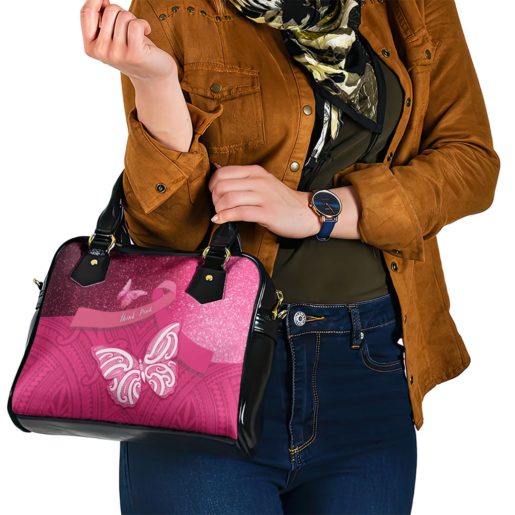 New Zealand Breast Cancer Awareness Shoulder Handbag Pink Ribbon Butterfly Maori Pattern LT22 - Polynesian Pride
