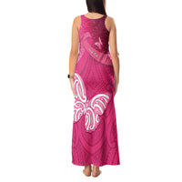 New Zealand Breast Cancer Awareness Tank Maxi Dress Pink Ribbon Butterfly Maori Pattern