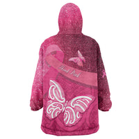New Zealand Breast Cancer Awareness Wearable Blanket Hoodie Pink Ribbon Butterfly Maori Pattern