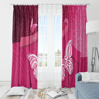 New Zealand Breast Cancer Awareness Window Curtain Pink Ribbon Butterfly Maori Pattern LT22 - Polynesian Pride