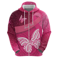 New Zealand Breast Cancer Awareness Zip Hoodie Pink Ribbon Butterfly Maori Pattern