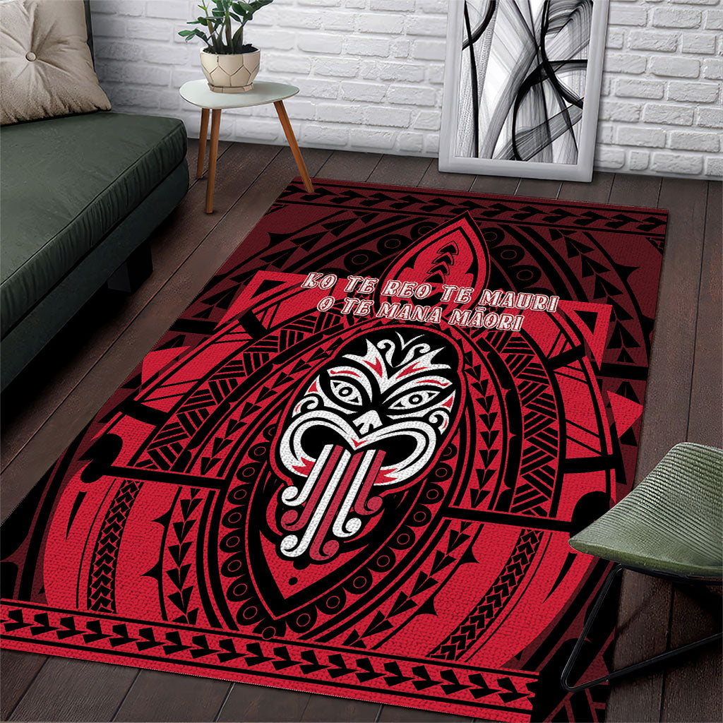New Zealand Maori Language Week Area Rug Te Wiki O Te Reo Maori Hei Tiki LT22 Red - Polynesian Pride