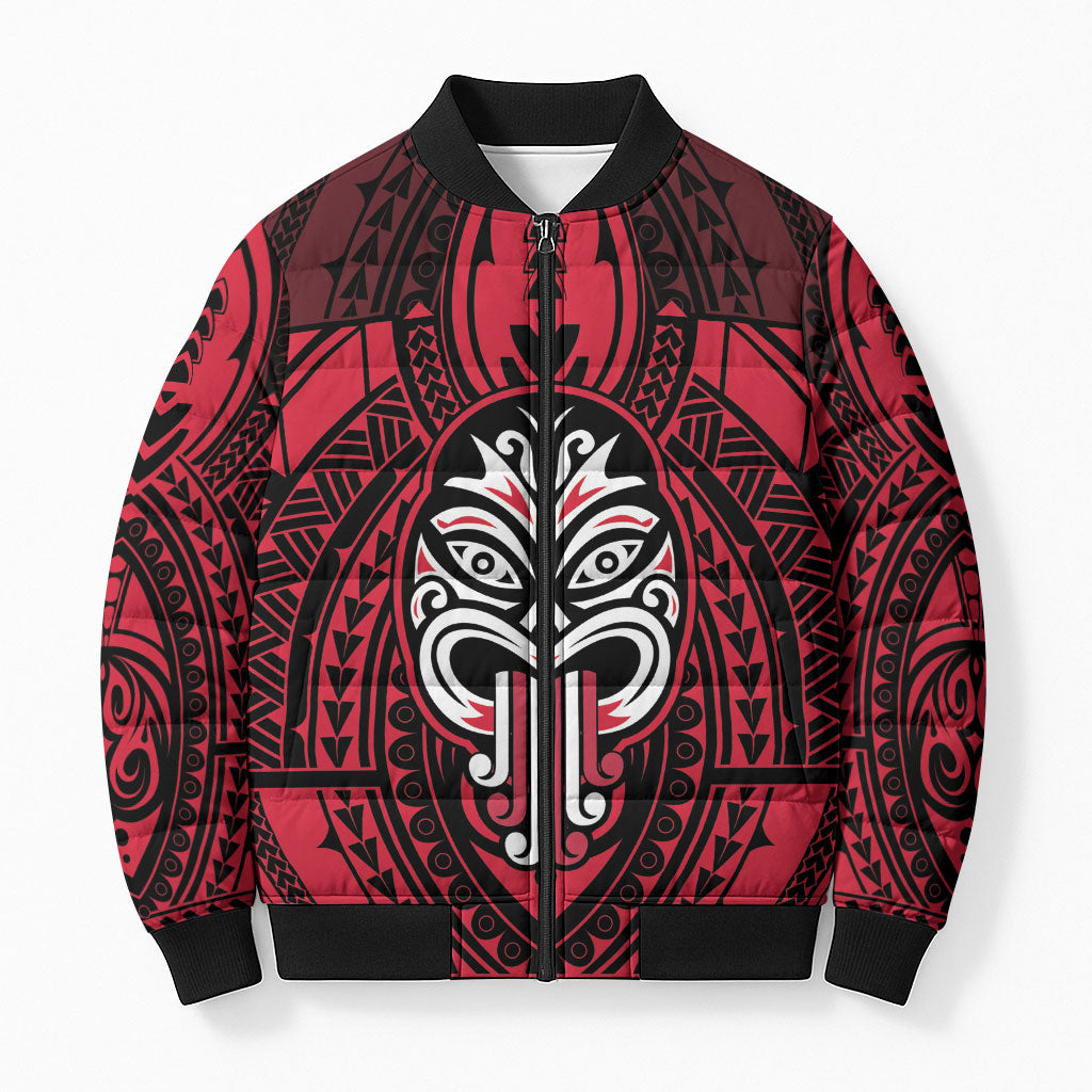 New Zealand Maori Language Week Bomber Puffer Jacket Te Wiki O Te Reo Maori Hei Tiki LT22 Unisex Red - Polynesian Pride