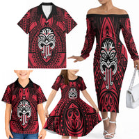 New Zealand Maori Language Week Family Matching Off The Shoulder Long Sleeve Dress and Hawaiian Shirt Te Wiki O Te Reo Maori Hei Tiki LT22 - Polynesian Pride