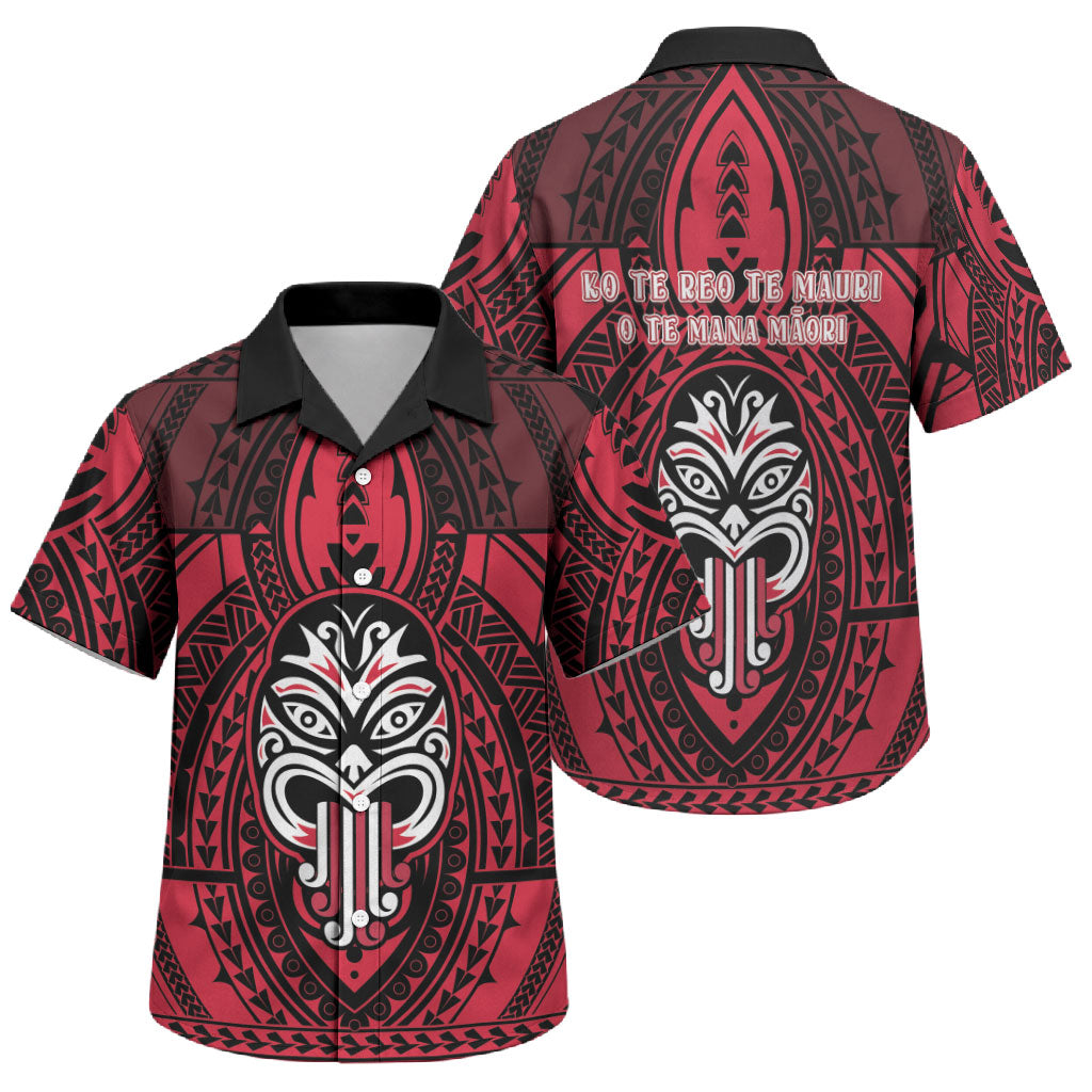 New Zealand Maori Language Week Family Matching Puletasi and Hawaiian Shirt Te Wiki O Te Reo Maori Hei Tiki LT22 Son's Shirt Red - Polynesian Pride