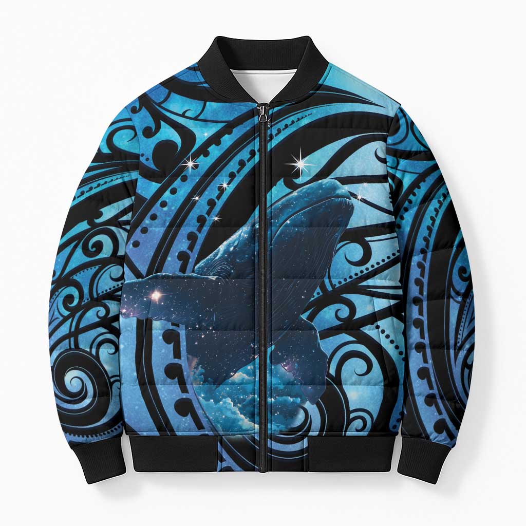 New Zealand Matariki Bomber Puffer Jacket Maori Humpback Whale Galaxy
