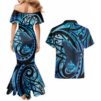 New Zealand Matariki Couples Matching Mermaid Dress and Hawaiian Shirt Maori Humpback Whale Galaxy
