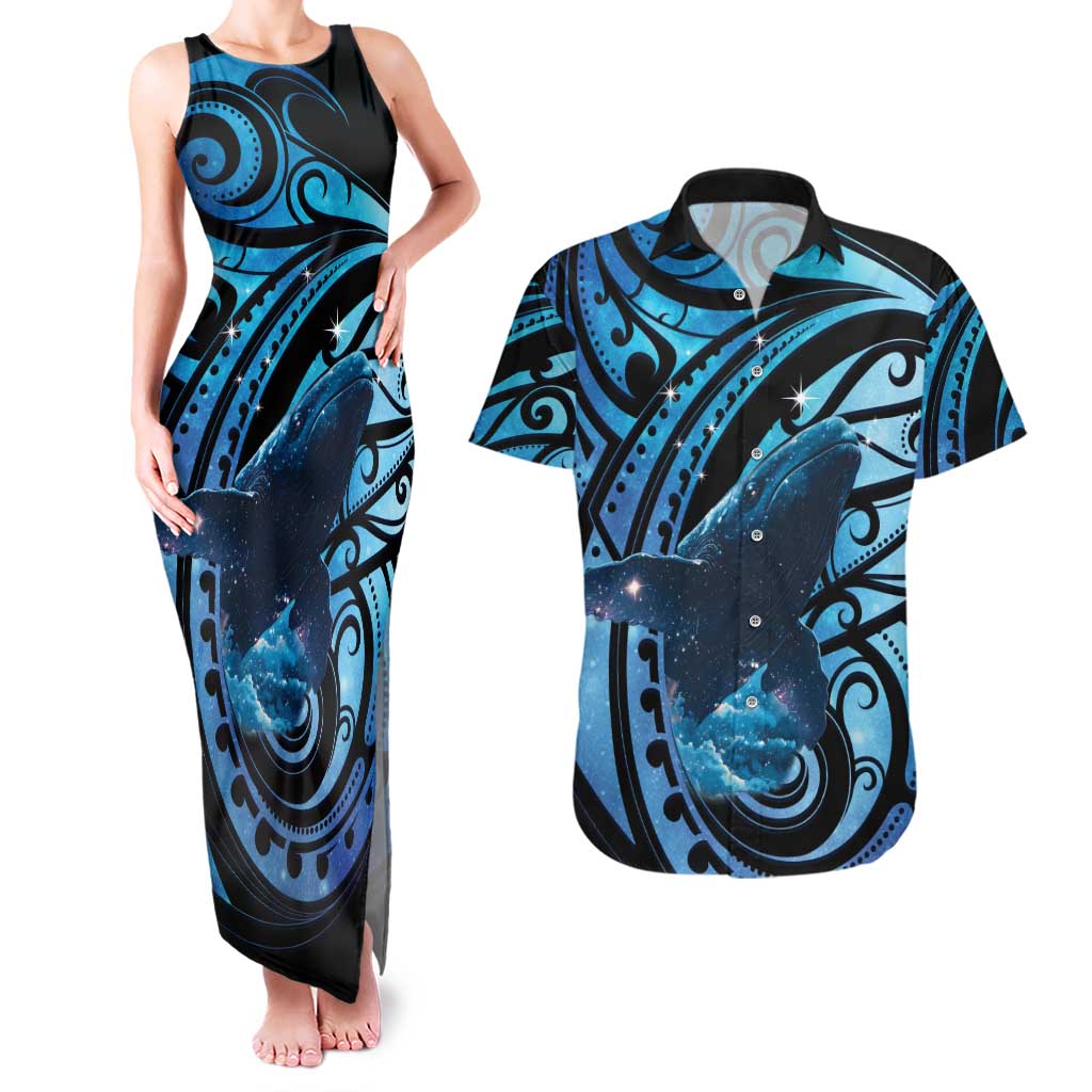 New Zealand Matariki Couples Matching Tank Maxi Dress and Hawaiian Shirt Maori Humpback Whale Galaxy