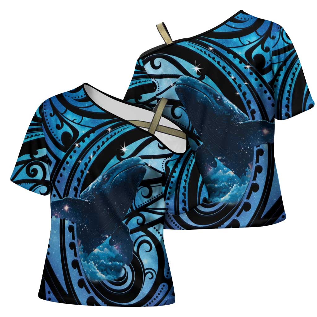 New Zealand Matariki Cross Shoulder Shirt Maori Humpback Whale Galaxy
