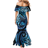 New Zealand Matariki Family Matching Mermaid Dress and Hawaiian Shirt Maori Humpback Whale Galaxy LT22 - Polynesian Pride