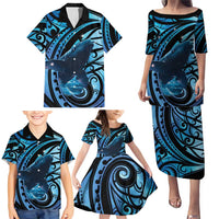 New Zealand Matariki Family Matching Puletasi and Hawaiian Shirt Maori Humpback Whale Galaxy