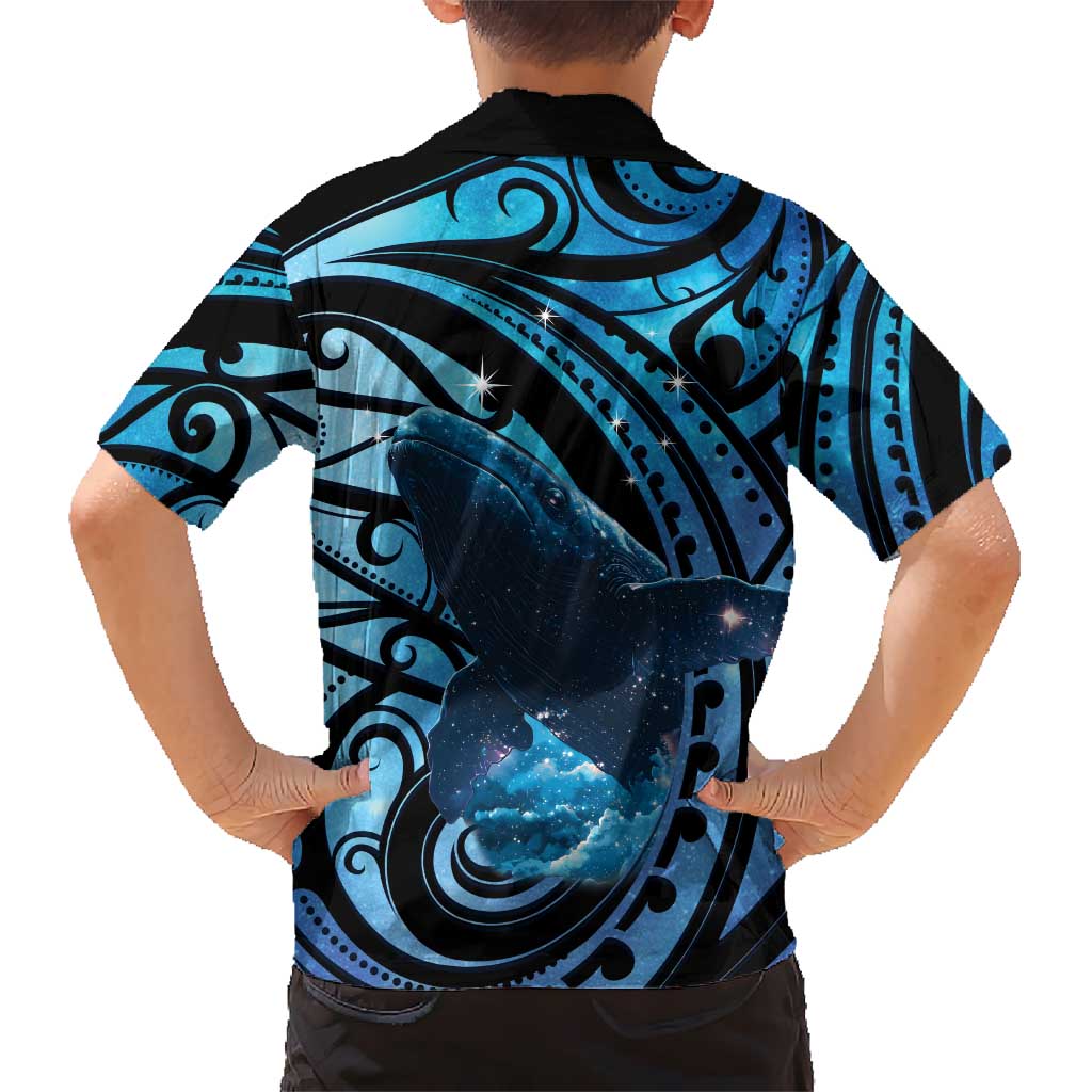 New Zealand Matariki Family Matching Short Sleeve Bodycon Dress and Hawaiian Shirt Maori Humpback Whale Galaxy LT22 - Polynesian Pride