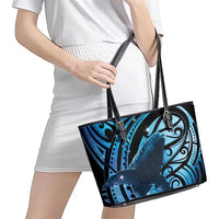 New Zealand Matariki Leather Tote Bag Maori Humpback Whale Galaxy